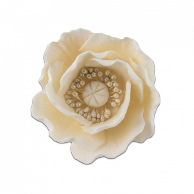 Floare de mac alb mic din pasta de zahar - Lumea