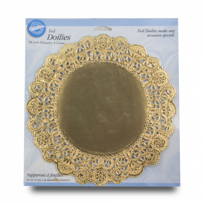 Set hartii dantelate Auriu, 25cm, 6 buc. -Wilton