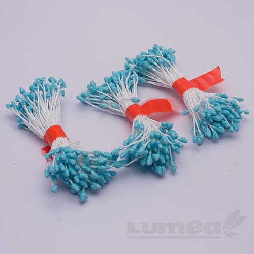 Stamine culoare albastru deschis sclipitor 3mm, 240 buc. - Lumea