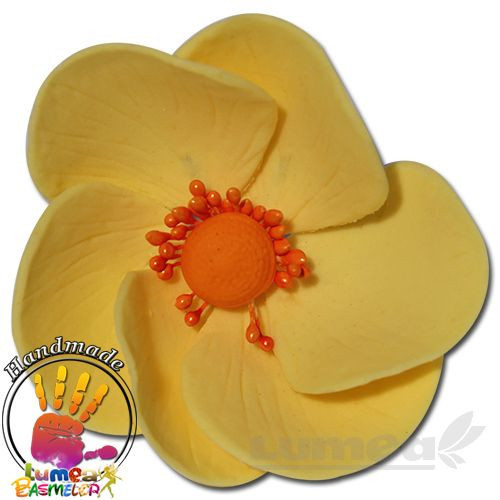 Anemona galben din pasta de zahar, L5,5 cm x l 4,5 cm x h4,5 cm, 30g - Lumea