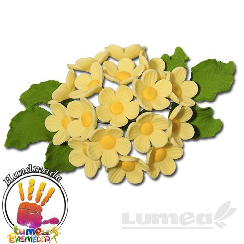 Buchet cu floricele galben din pasta de zahar, L20 cm x l 2,5 cm, 10g - Lumea