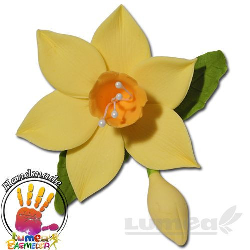 Buchet narcise galben din pasta de zahar, L9 cm x l 8 cm x h4 cm, 30g - Lumea
