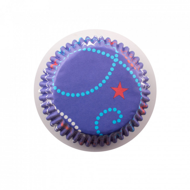 Hartii briose ColorCups Model albastru cu perle si stelute 36 buc. - Wilton