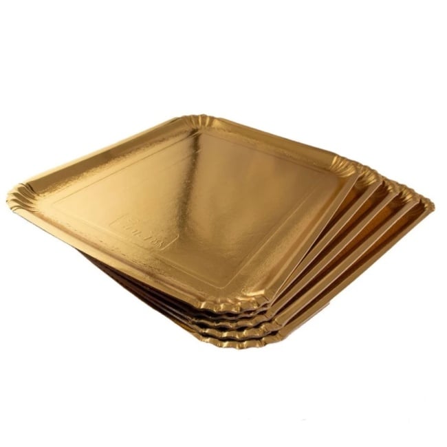 Set tavite dreptunghiulare auriu pentru tort si prajituri, 6E - 23.5cm x 34cm, 5 buc. - Lumea