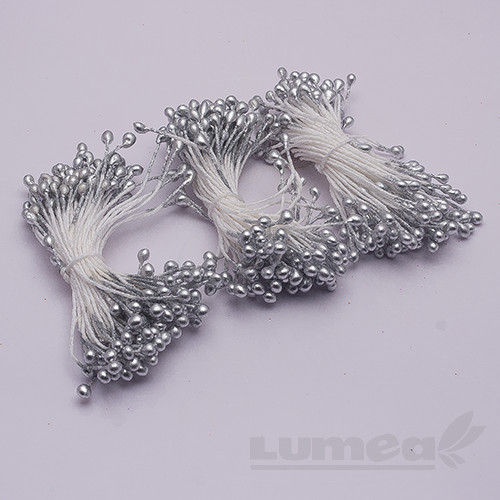 Stamine culoare argint 3mm, 240 buc. - Lumea
