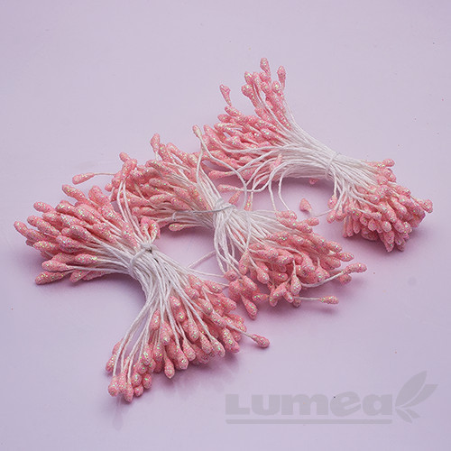 Stamine culoare roz sidefat 3 mm