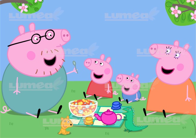 Vafa tort Purcelusa Peppa si familia la picnic - Lumea