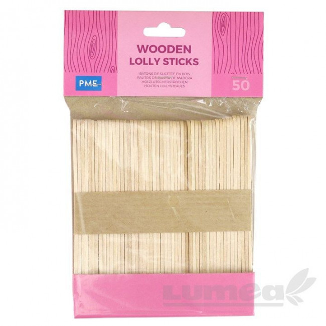 Betisoare Lolly din lemn, 50 bucati - PME
