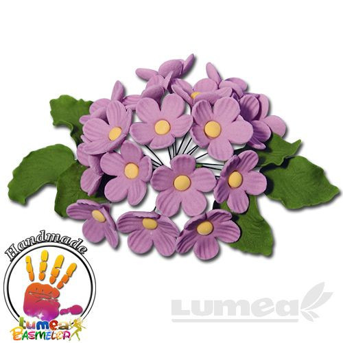 Buchet cu floricele mov din pasta de zahar, L20 cm x l 2,5 cm, 10g - Lumea