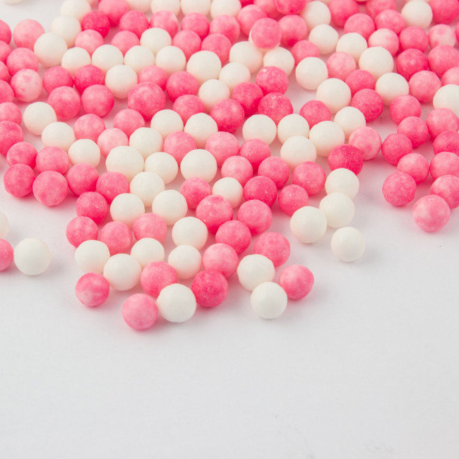 LIMITED EDITION - Perle din zahar roz marmorat, 7mm, 1kg - Lumea