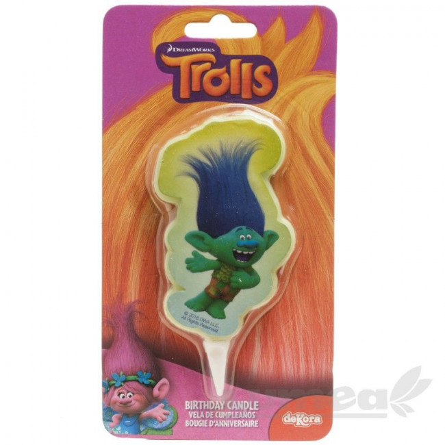 Lumanare aniversara "Trolls", 2D - verde
