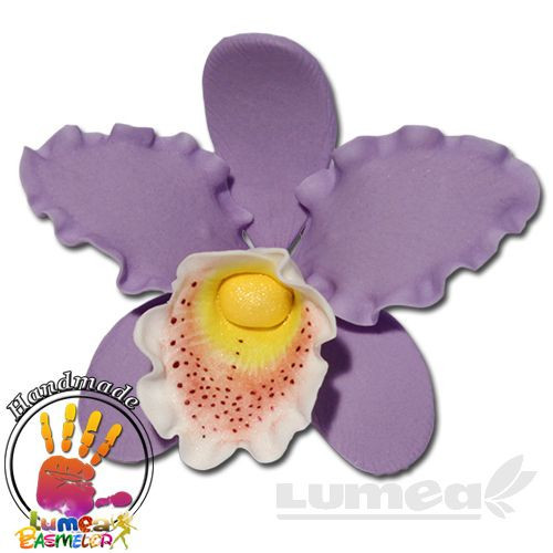 Orhideea cattleya XL mov din pasta de zahar - Lumea
