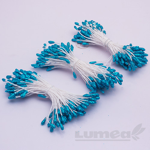 Stamine culoare albastru inchis sclipitor 3mm, 240 buc. - Lumea