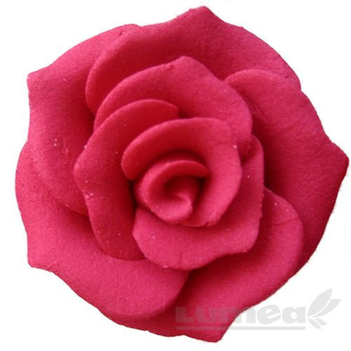 Trandafiri medii visiniu din pasta de zahar, L4,5 cm x l 4,5 cm x h3 cm, 15 buc, 400g - Lumea