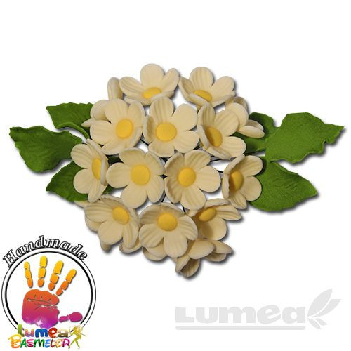 Buchet cu floricele ivory (crem) din pasta de zahar, L20 cm x l 2,5 cm, 10g - Lumea