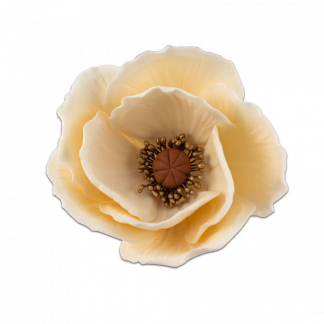 Floare de mac mic ivory (crem) din pasta de zahar, L7 cm x l 6 cm x h4 cm, 40g - Lumea