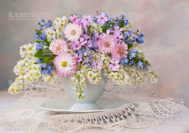 Imagine comestibila tort din Zahar buchet de Flori asortate, multicolor - Lumea - Img 1