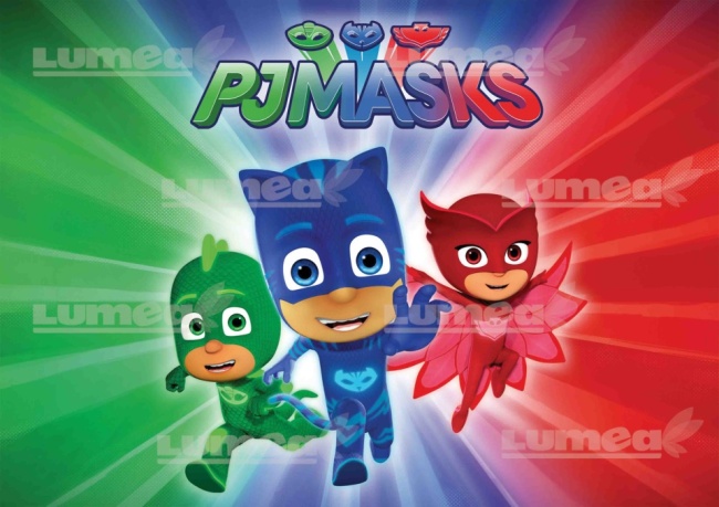 Imagine comestibila tort din Zahar, PJ Masks, Eroii in Pijamale model 1 - Lumea
