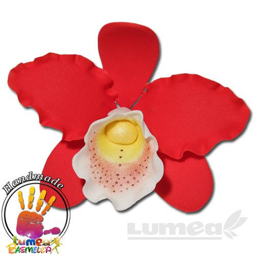 Orhideea cattleya XL rosu din pasta de zahar, L11 cm x l 8 cm x h5 cm , 30g - Lumea