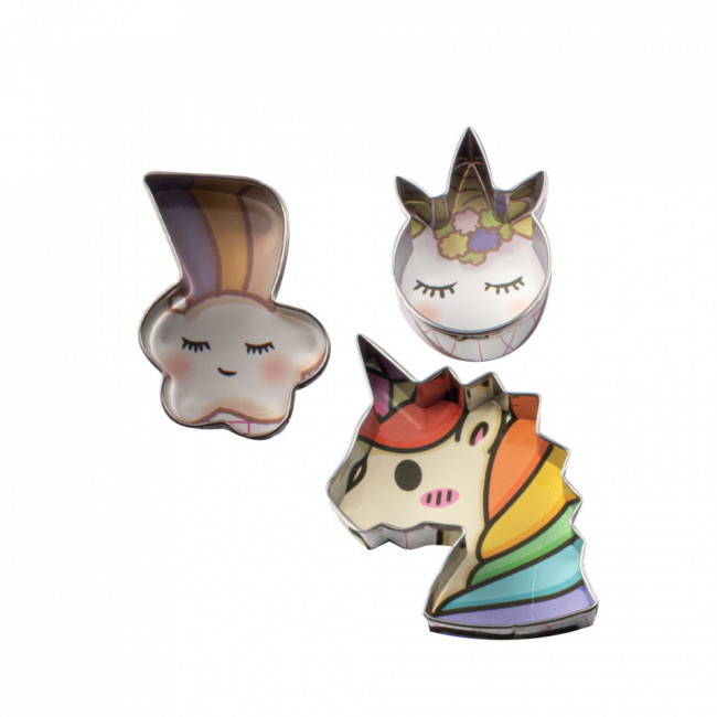 Set decupatoare unicorn, curcubeu, 3 buc. - Lumea