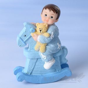 Figurina Bebe bleu pe balansoar - Modecor