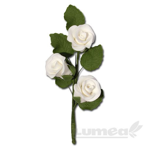 Crenguta cu boboci de trandafiri albi din pasta de zahar, L17 cm xm x l 7 cm, 60g - Lumea