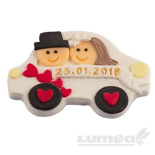 Marturii nunta din zahar Mire si Mireasa Just Married alb - Lumea