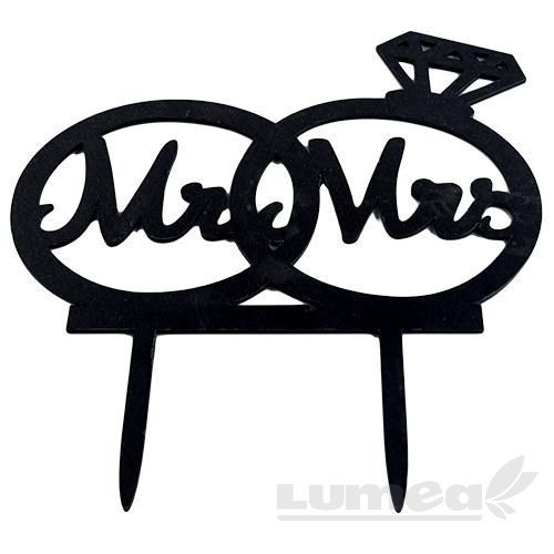 "Mr & Mrs" inelar - Wedding Cake Topper