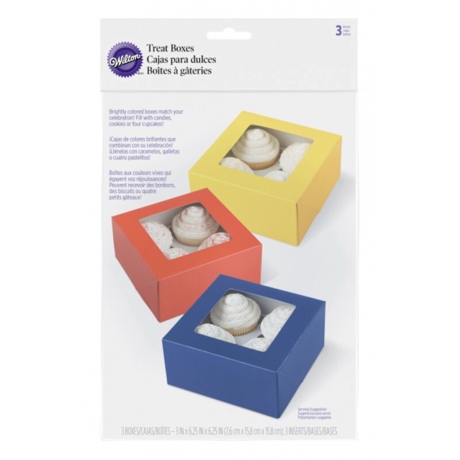 Set Cutii briose Rosu, Galben, Albastru, 3 buc. - Wilton