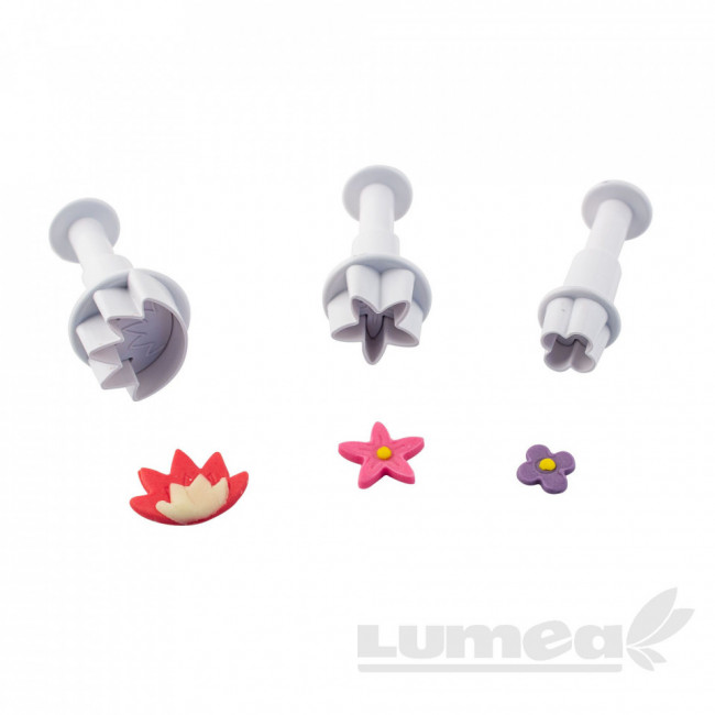 Set decupatoare diferite Flori, 2.5, 2, 1.5 cm, 3 buc. - Lumea