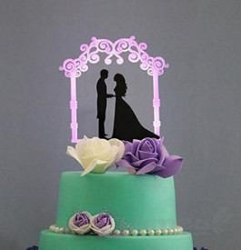 Акрилна фигурка, булка и младоженец - Led Cake Topper