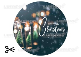 Imagine comestibila tort din Zahar, "Merry Christmas & Happy New Year" model 1 - Lumea
