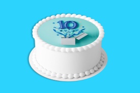 Imagine comestibila tort din Zahar, aniversara "10" model 4 - Lumea - Img 2