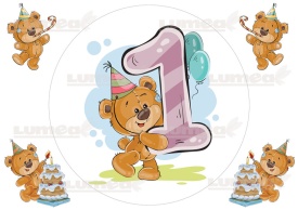 Imagine comestibila tort din Zahar, aniversara cu Teddy "1-9" - Lumea - Img 1