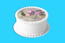 Imagine comestibila tort din Zahar buchet de Flori asortate, multicolor - Lumea - Img 4