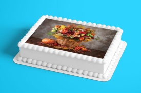Imagine comestibila tort din Zahar Buchet de Toamna asortat - Lumea - Img 2