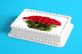 Imagine comestibila tort din Zahar Buchet de Trandafiri - Lumea - Img 2
