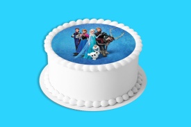 Imagine comestibila tort din Zahar caractere Frozen cu fundal Albastru - Lumea - Img 4