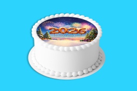 Imagine comestibila tort din Zahar, Happy New Year "2026" - Lumea - Img 4