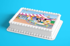 Imagine comestibila tort din Zahar Mickey si Minnie in parcul de distractie - Lumea - Img 2