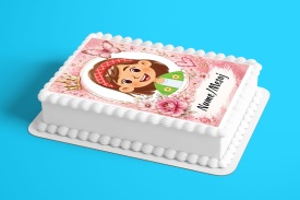 Imagine comestibila tort din Zahar Personalizata, cu Poza si Mesaj, model Printesa - Lumea - Img 3