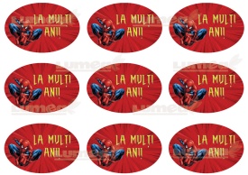 Imagine comestibila tort din Zahar placute "La mulți ani" Spider-Man - Lumea