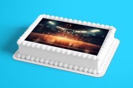 Imagine comestibila tort din Zahar Teren de Baschet cu Stadion - Lumea - Img 2