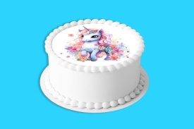 Imagine comestibila tort din Zahar Unicorn desenata - Lumea - Img 4