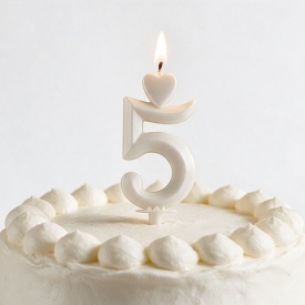 Lumanare Alb, nr. "5", 7 cm - Lumea - Img 2