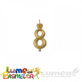 Lumanare auriu cifra 8, 10 buc. - Lumea