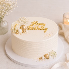 Topper tort acrylic "Happy Birthday", model Auriu, 9 cm - Lumea - Img 2
