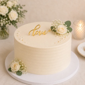 Topper tort acrylic "love", model Auriu, 9.5 cm - Lumea - Img 2
