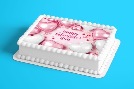 Vafa tort Happy Valentine's Day cu Baloane in forma de Inima - Lumea - Img 2