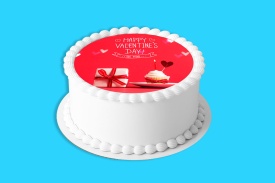 Vafa tort Happy Valentine's Day model cu Cadou si Briosa - Lumea - Img 4
